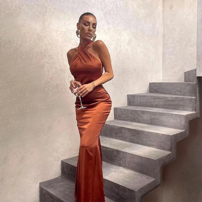 Robe Femme Élégante Col Halter