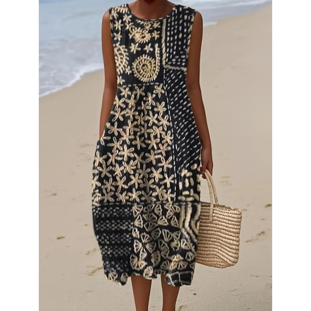 Robe Midi Bohème Fleurie Femme avec Poches