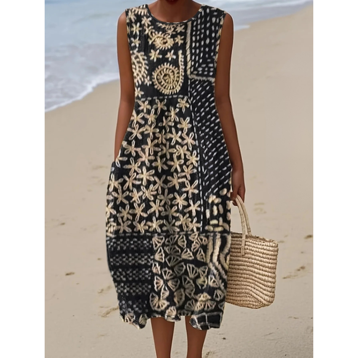 Robe Midi Bohème Fleurie Femme avec Poches