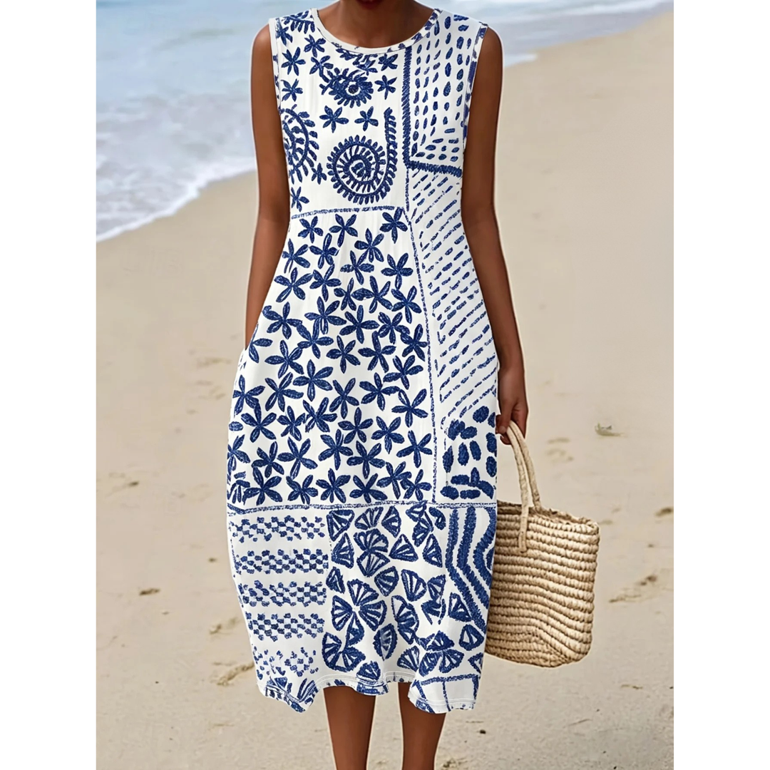 Robe Midi Bohème Fleurie Femme avec Poches