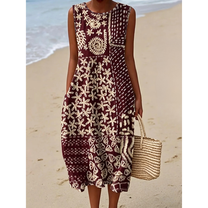 Robe Midi Bohème Fleurie Femme avec Poches
