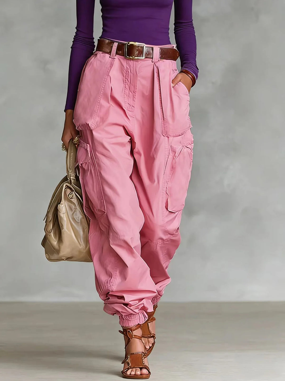 Pantalon Cargo Femme Taille Haute Style Vintage