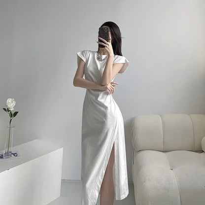 Robe midi blanche pour femme
