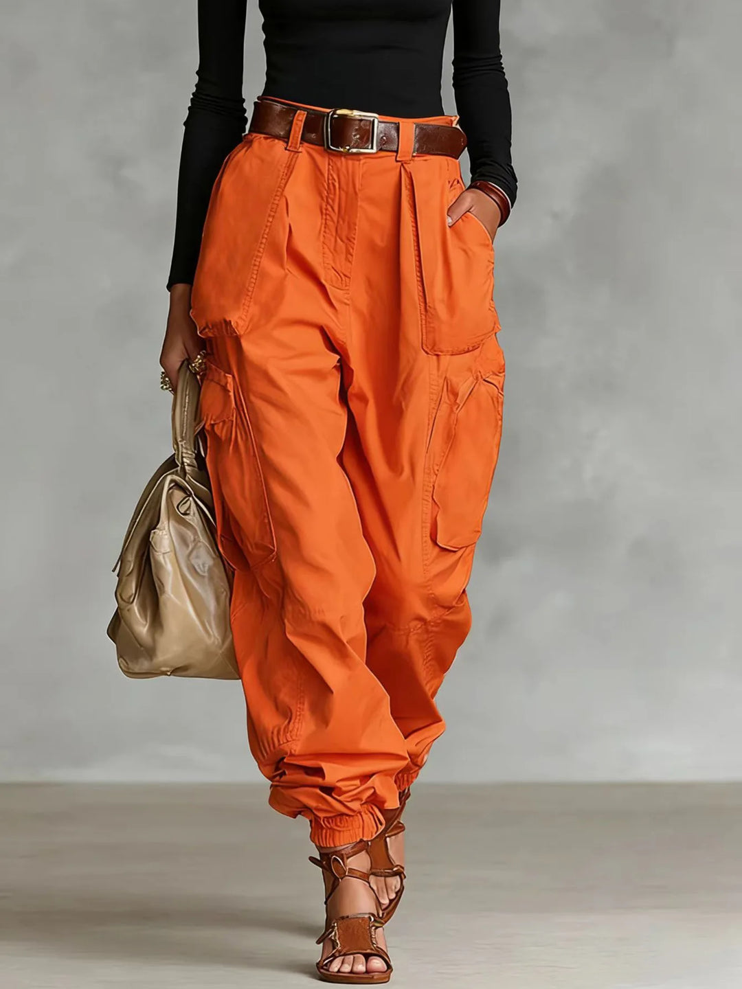Pantalon Cargo Femme Taille Haute Style Vintage