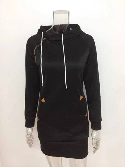 Robe sweat à capuche mi-longue pour femme