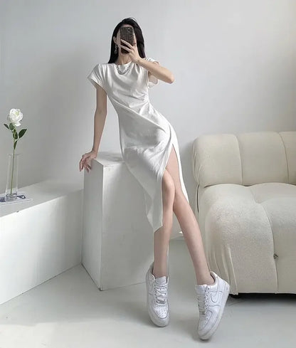 Robe midi blanche pour femme