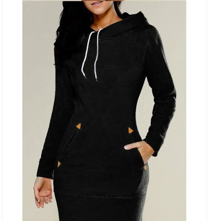 Robe sweat à capuche mi-longue pour femme