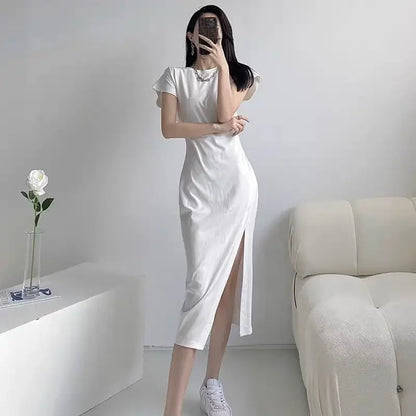 Robe midi blanche pour femme
