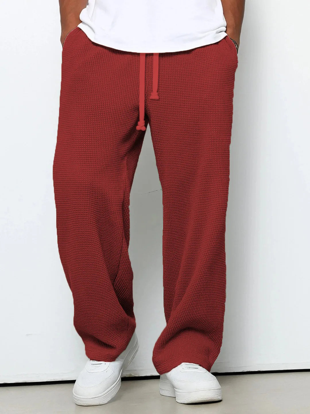 Pantalon Homme Décontracté Coupe Large à Taille Élastique