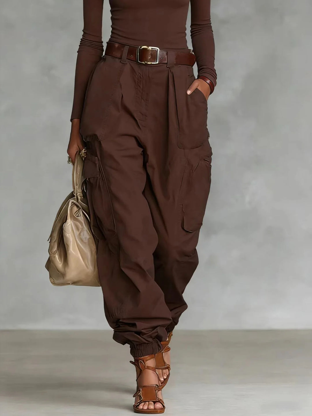 Pantalon Cargo Femme Taille Haute Style Vintage