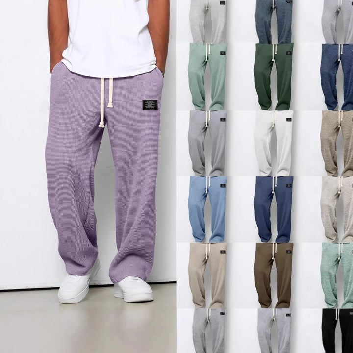 Pantalon Homme Décontracté Coupe Large à Taille Élastique