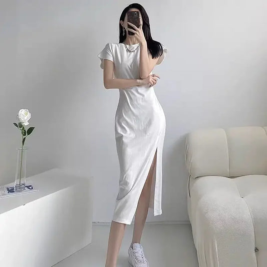 Robe midi blanche pour femme