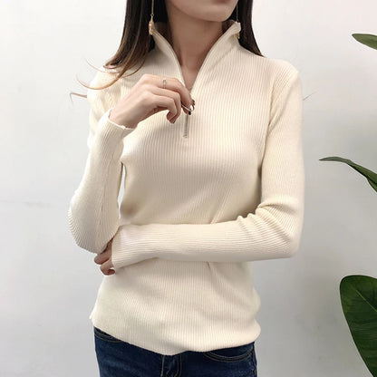 Pull Femme Col Zippé Élégance