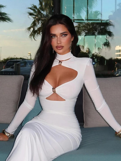 Robe Élégante Femme Col Montant