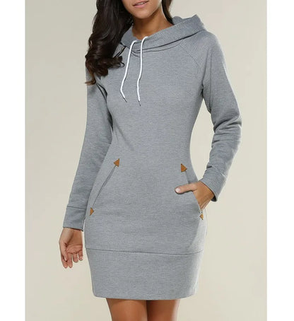 Robe sweat à capuche mi-longue pour femme