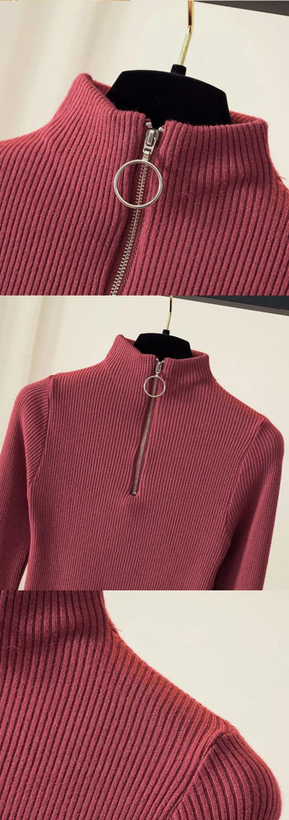 Pull Femme Col Zippé Élégance