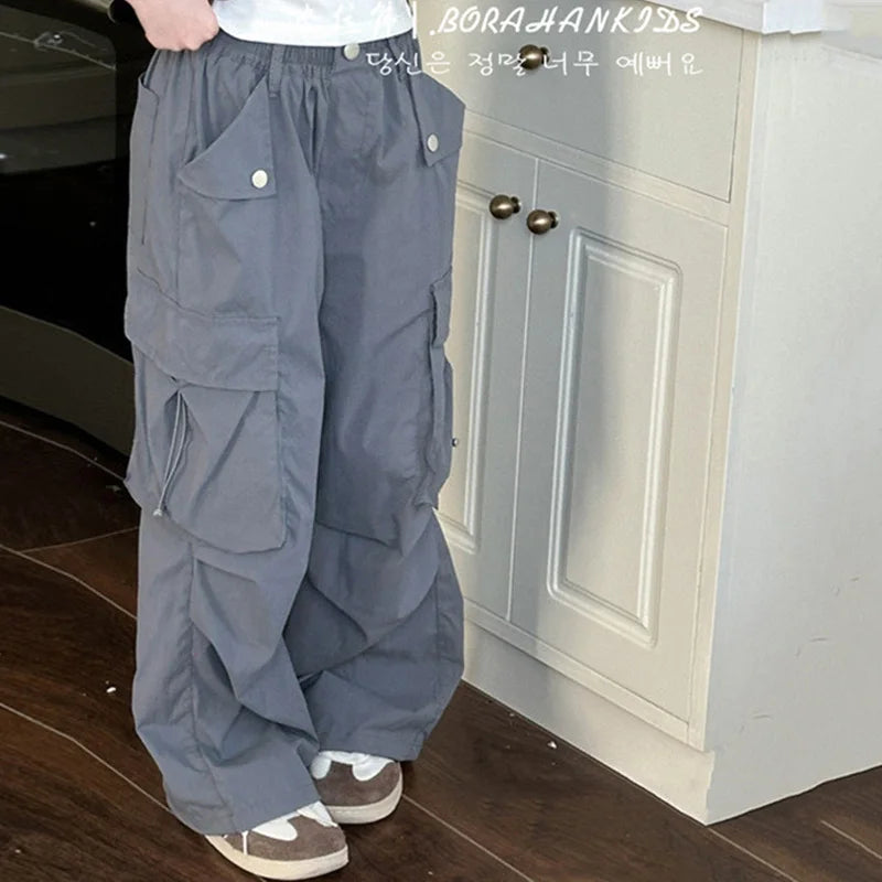 Pantalon Cargo Fille Décontracté Coupe Ample