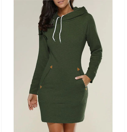 Robe sweat à capuche mi-longue pour femme