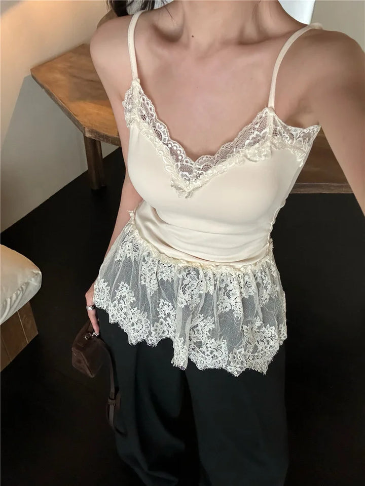 Top Court Femme en Dentelle avec Dos Nu
