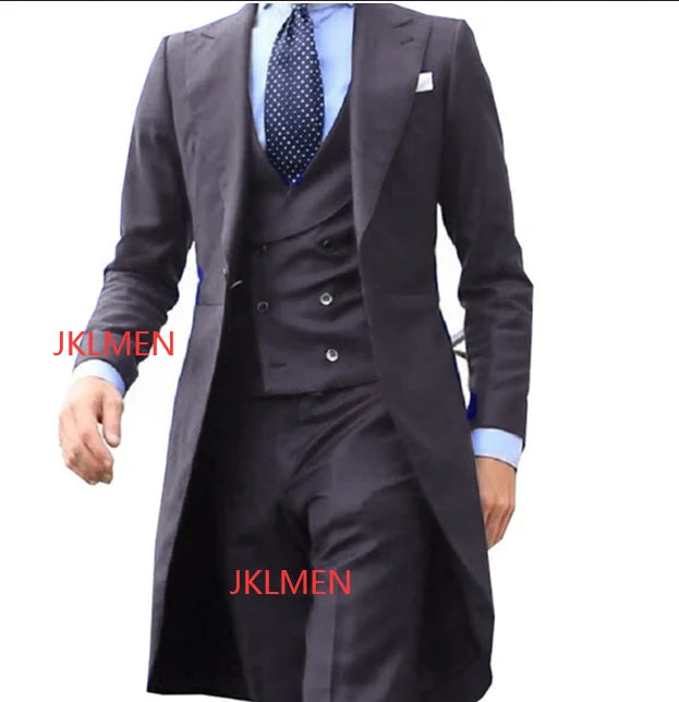 Suit Homme 3 Pièces Bleu Royal à Queue-de-Pie