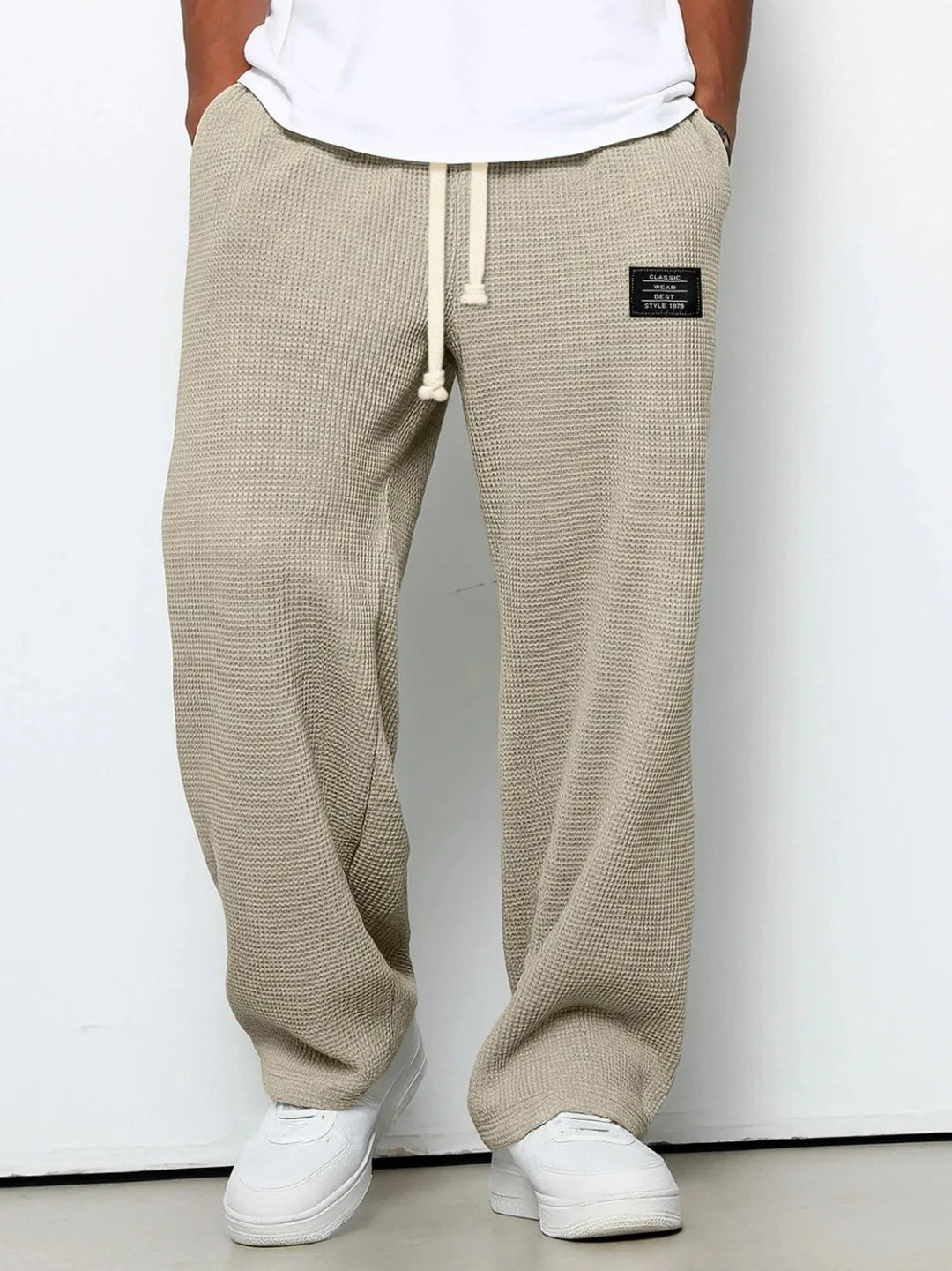 Pantalon Homme Décontracté Coupe Large à Taille Élastique