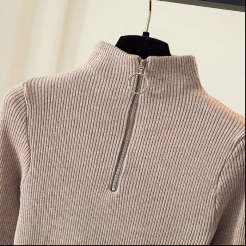 Pull Femme Col Zippé Élégance