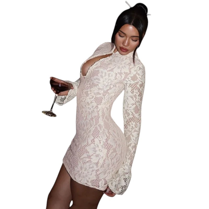 Robe en maille avec empiècements en tulle