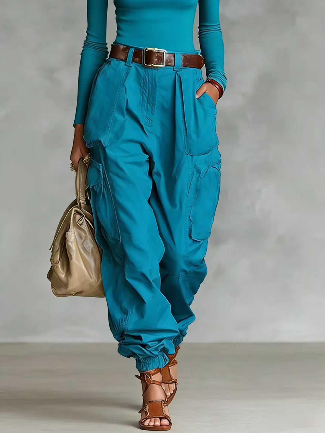 Pantalon Cargo Femme Taille Haute Style Vintage