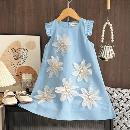 Robe Fille Fleurie Sans Manches Style Princesse