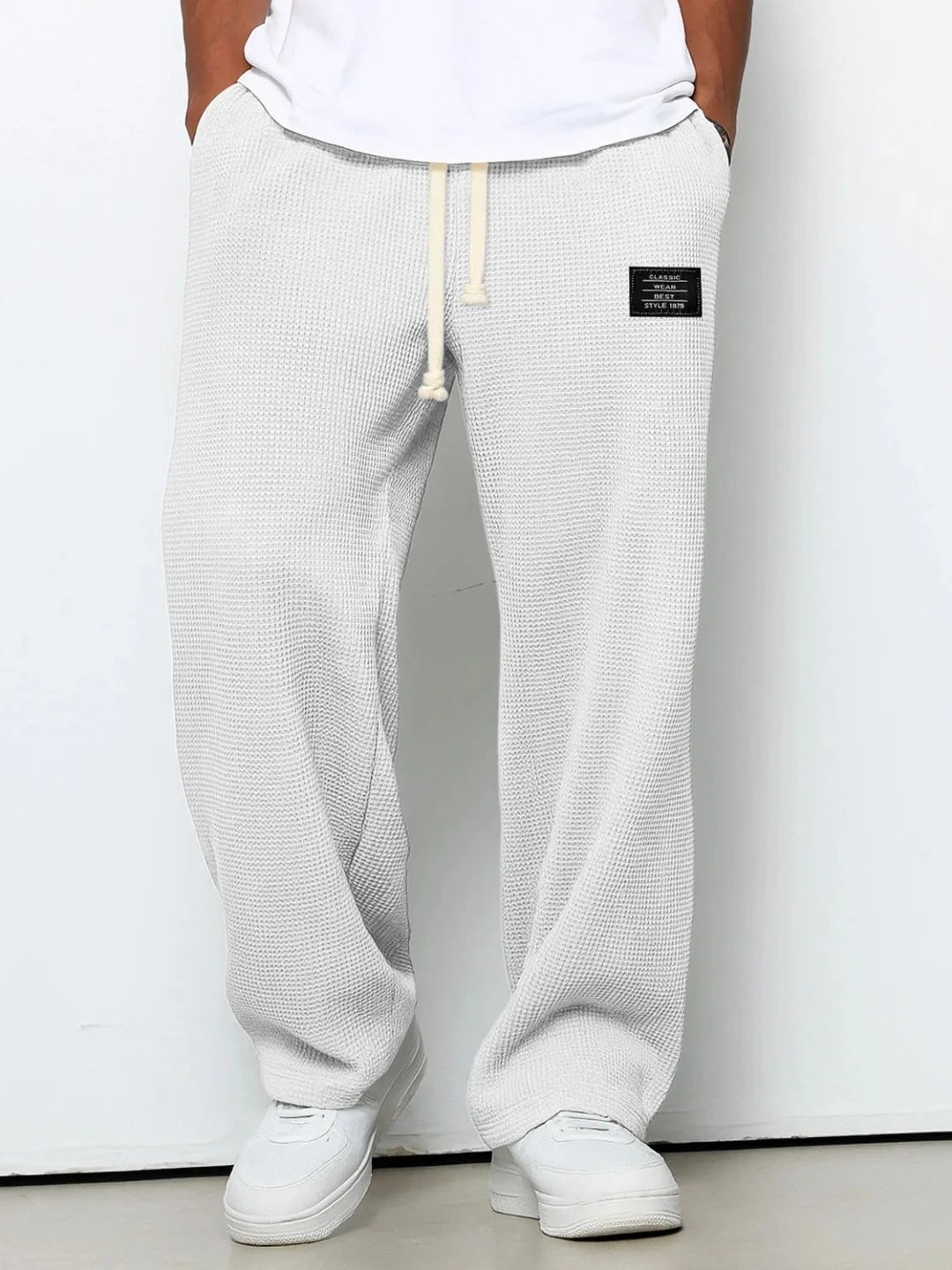 Pantalon Homme Décontracté Coupe Large à Taille Élastique