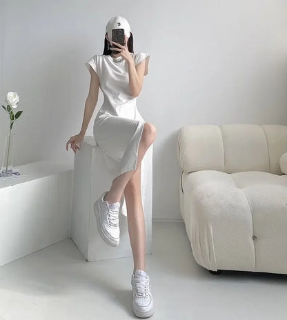 Robe midi blanche pour femme