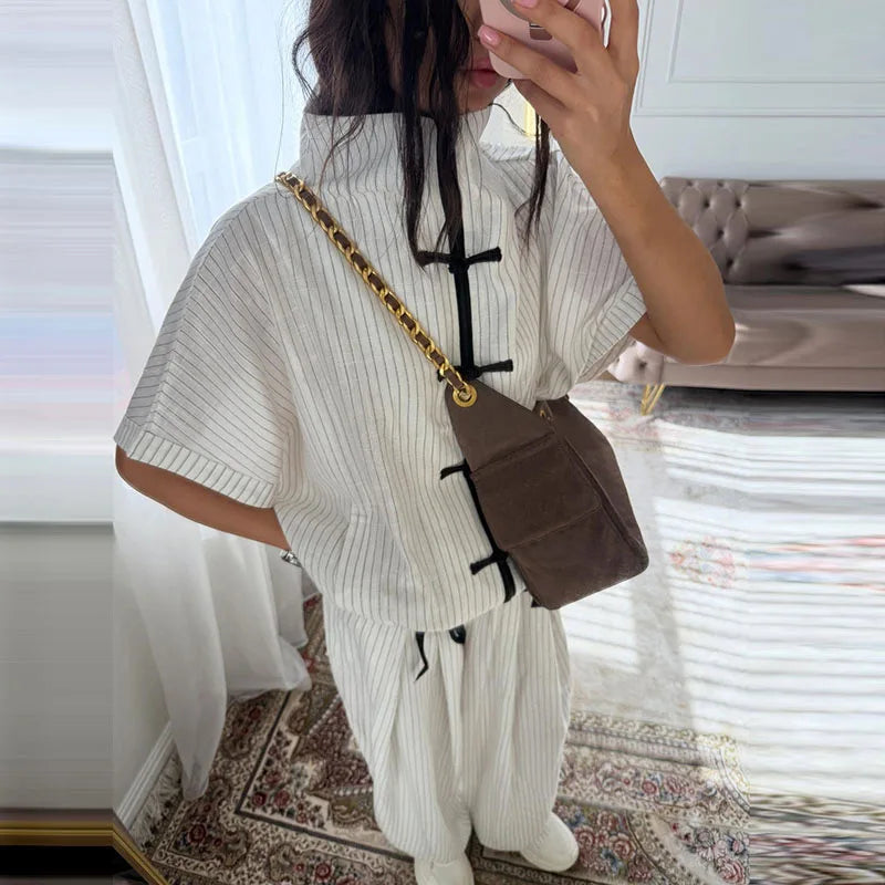 Ensemble Femme 2 Pièces en Lin – Chemise et Pantalon Large