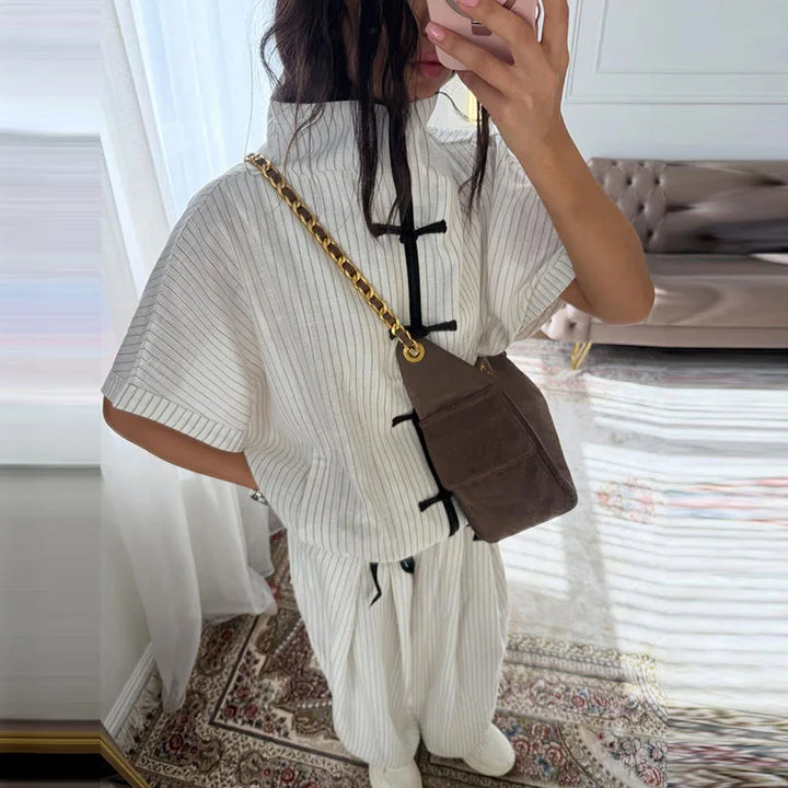 Ensemble Femme 2 Pièces en Lin – Chemise et Pantalon Large