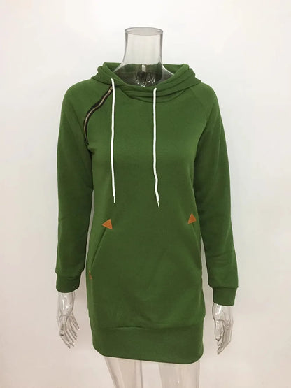 Robe sweat à capuche mi-longue pour femme