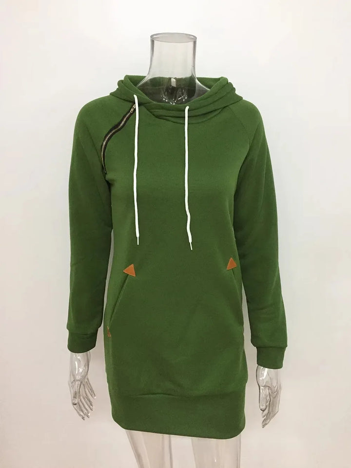 Robe sweat à capuche mi-longue pour femme
