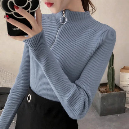 Pull Femme Col Zippé Élégance
