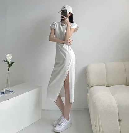 Robe midi blanche pour femme