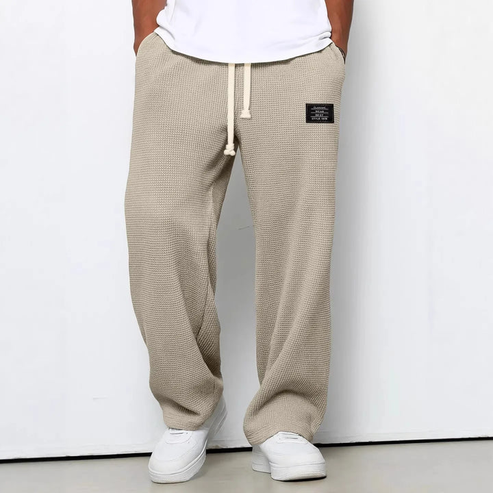 Pantalon Homme Décontracté Coupe Large à Taille Élastique
