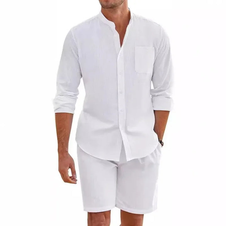 Ensemble Homme Chemise & Short Lin Coton Respirant