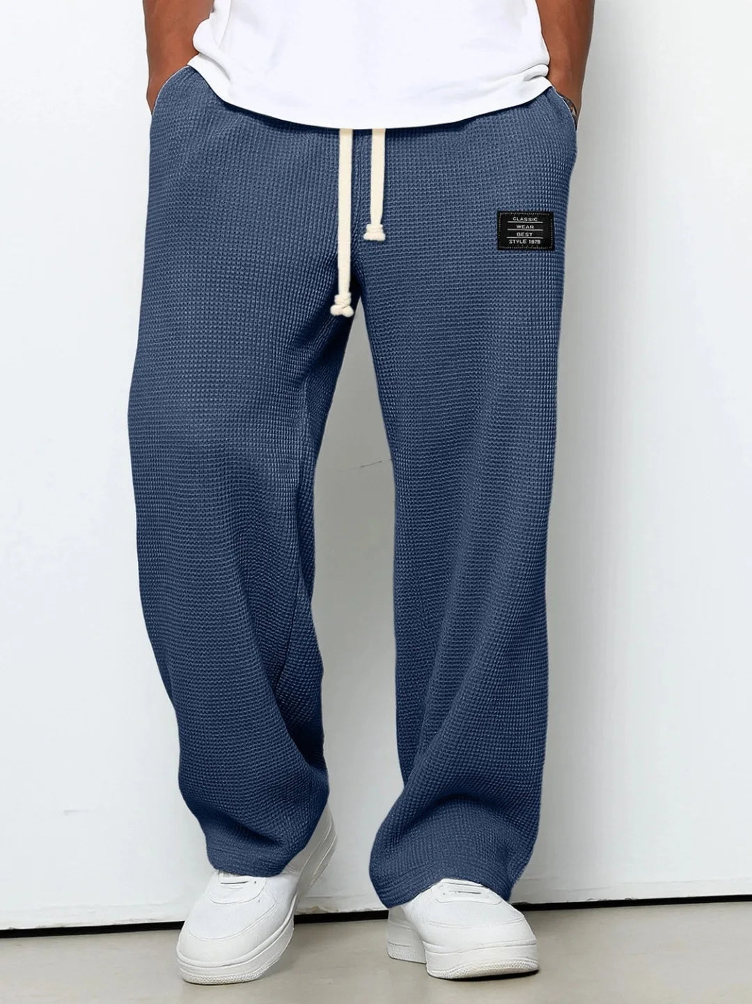 Pantalon Homme Décontracté Coupe Large à Taille Élastique