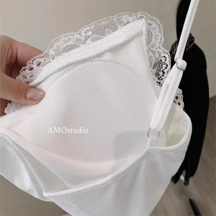 Top Court Femme en Dentelle avec Dos Nu