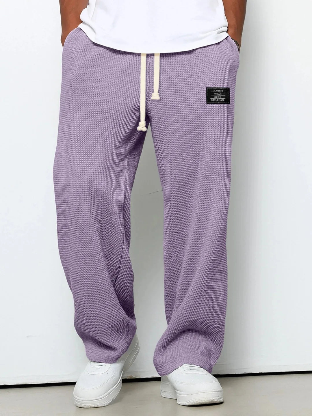 Pantalon Homme Décontracté Coupe Large à Taille Élastique