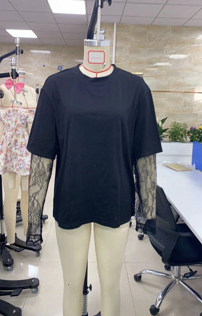 T-shirt Femme Dentelle Vintage