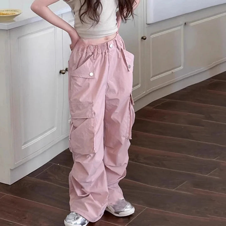 Pantalon Cargo Fille Décontracté Coupe Ample