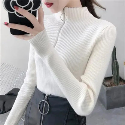 Pull Femme Col Zippé Élégance