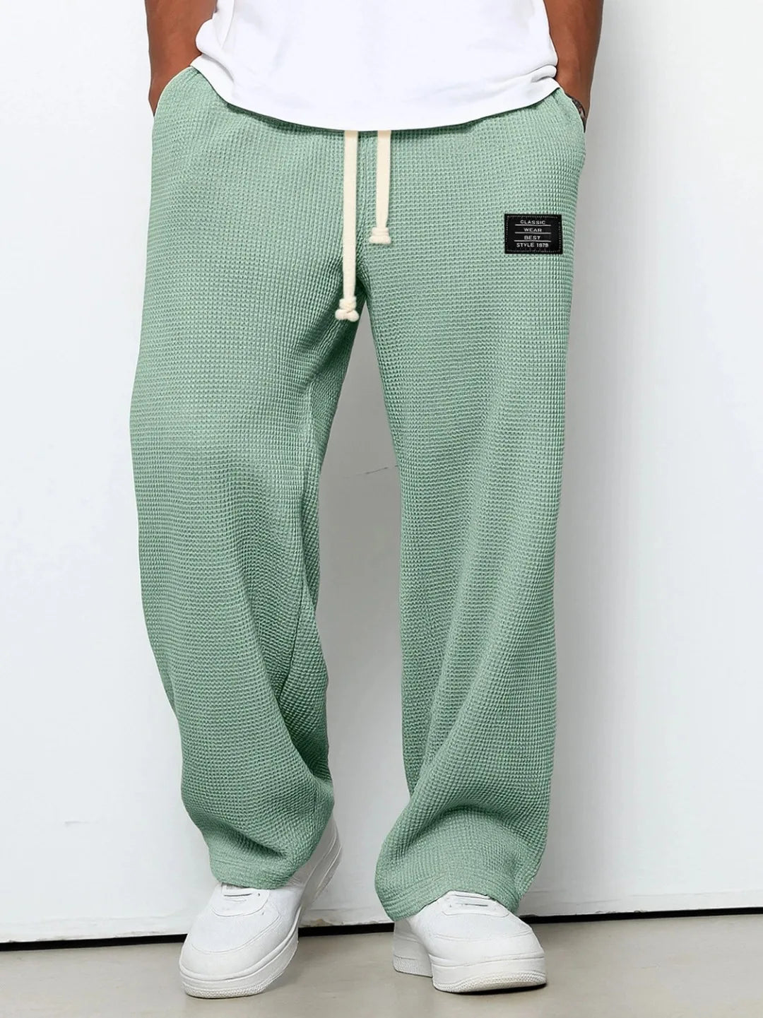 Pantalon Homme Décontracté Coupe Large à Taille Élastique