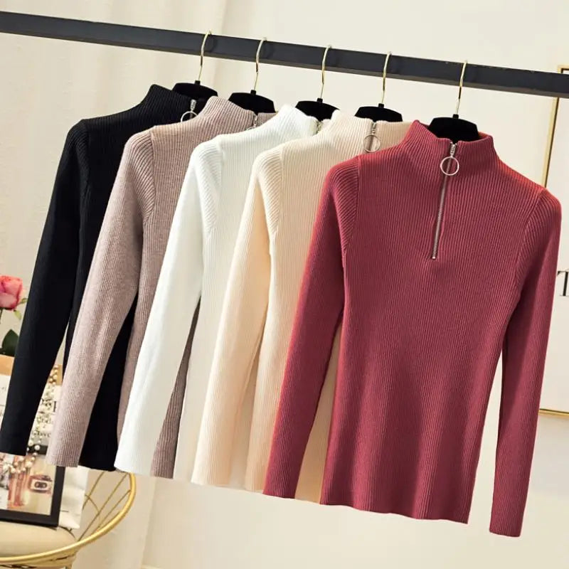 Pull Femme Col Zippé Élégance