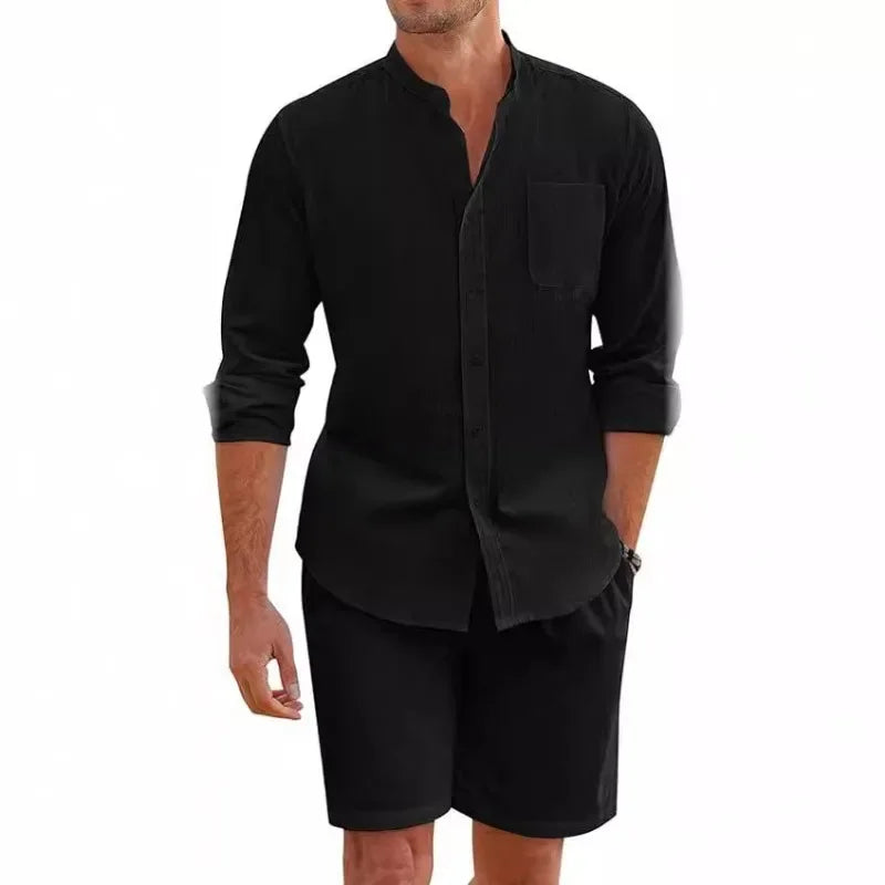Ensemble Homme Chemise & Short Lin Coton Respirant