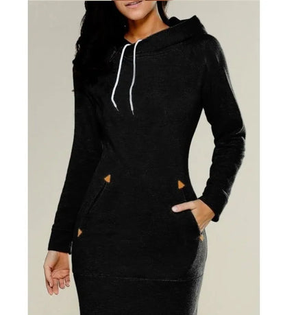 Robe sweat à capuche mi-longue pour femme