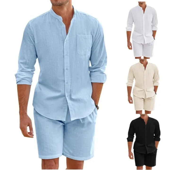 Ensemble Homme Chemise & Short Lin Coton Respirant
